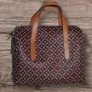 Fossil Brown and Pink Patterned Handbag